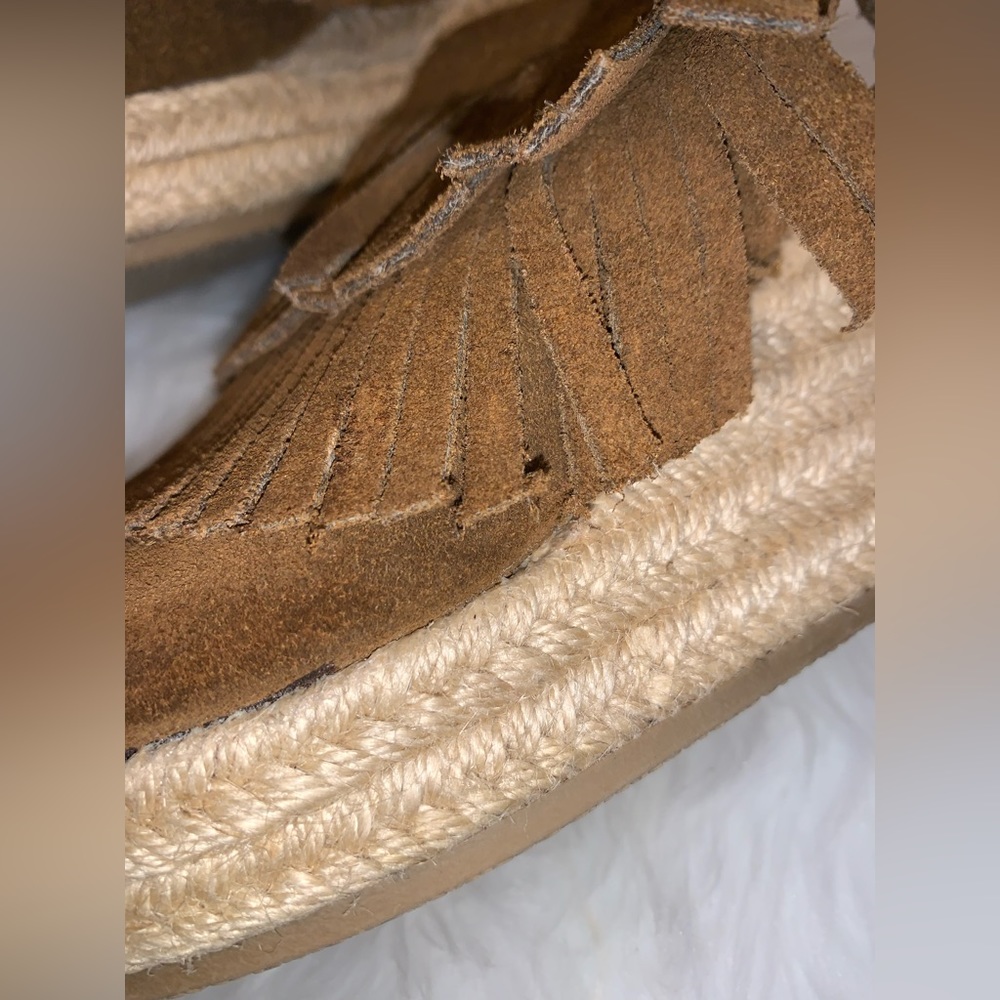 MINNETONKA suede fringe espadrille wedges women’s size 9 - Picture 8 of 17